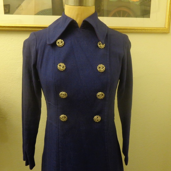 Vintage Jackets & Coats Vintage Nautical Style Navy Blue Coat Dress